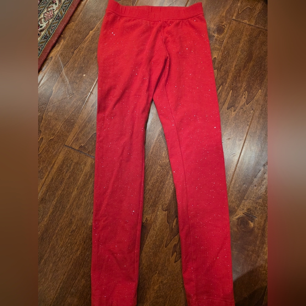 Cat & Jack Glitter Red Leggings Sz 7/8 NWOT